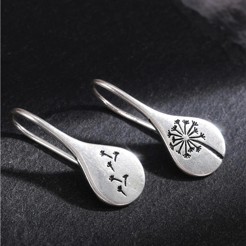 Elegant Silver Floral Drop Earrings